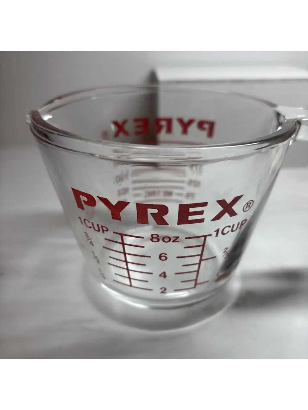 Vintage Pyrex Glass Measuring Cup Lot 1 Litre 1000ml & 250ml Red Lettering 2pc